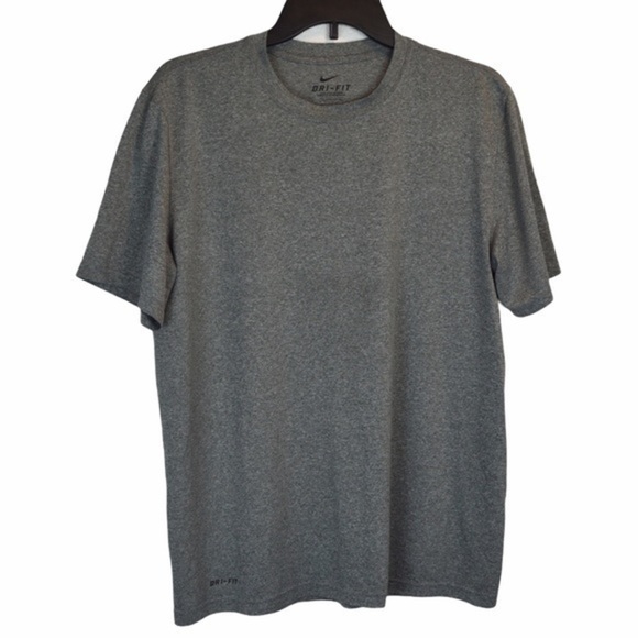 Nike Dri-Fit Heather Gray Plain Tee, Medium - Picture 1 of 5